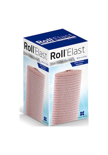 Roll Elast Tıbbi Elastik Bandaj 8 CM x 3.5 M Ten Rengi
