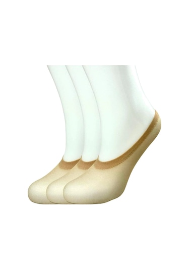 Düşük Kesim Dikişsiz Kaçmaya Dayanıklı Ten Transparan Babet Çorabı 36-41 3 Çift Çok Renkli