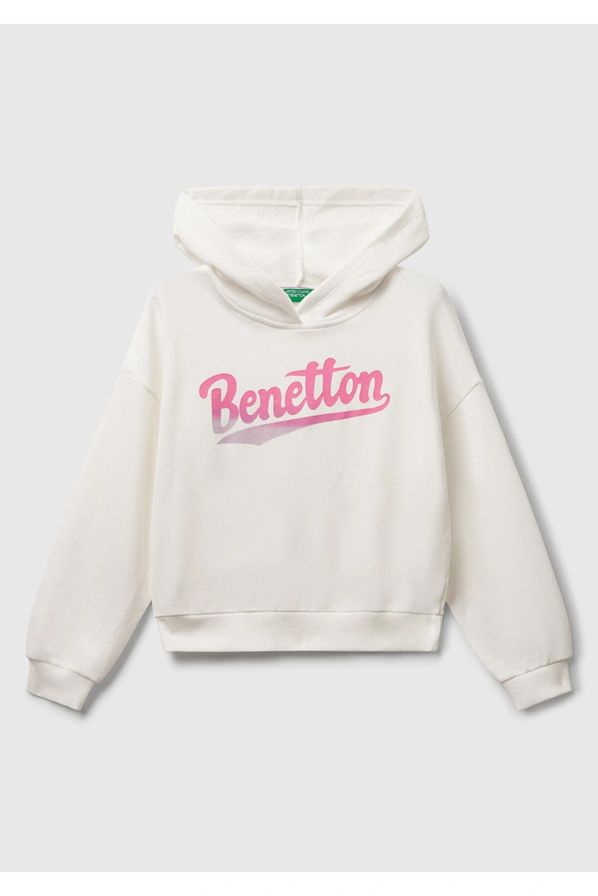 Benetton Kız Çocuk Beyaz Sweatshırt BEYAZ