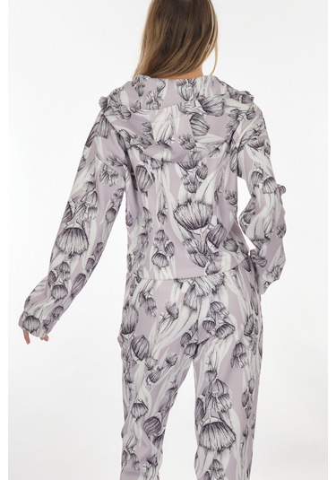 Perspective Kapüşonlu Desenli Çok Renkli Kadın Mont 24780090 001