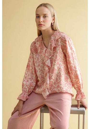 Defacto Desenli Uzun Kollu Bluz G8784ax26smpn111 Pembe-pn111