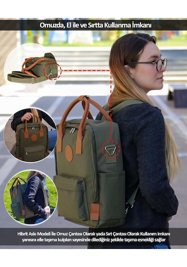 Npo Dailylife 16" Unisex Smart Notebook Günlük Sırt Çantası-Haki