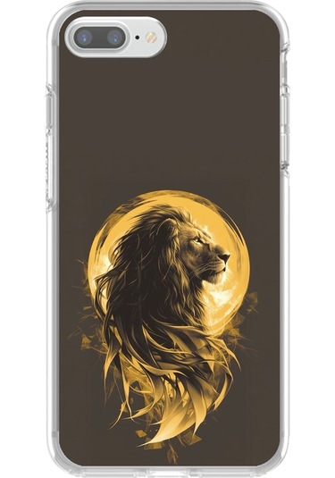 Apple Uyumlu iPhone 8 Plus Şeffaf Kılıf Aslan Tasarımlı