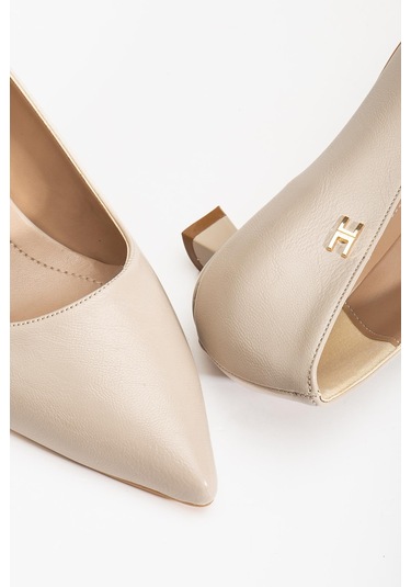 Suins Molina Model Kadın Mini Topuklu Stiletto Ayakkabı Ten