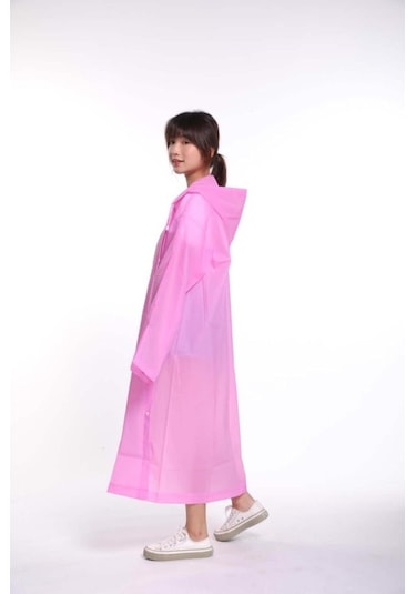 Unisex Pembe Eva Kumaş Su Rüzgar Geçirmez Yağmurluk Pembe
