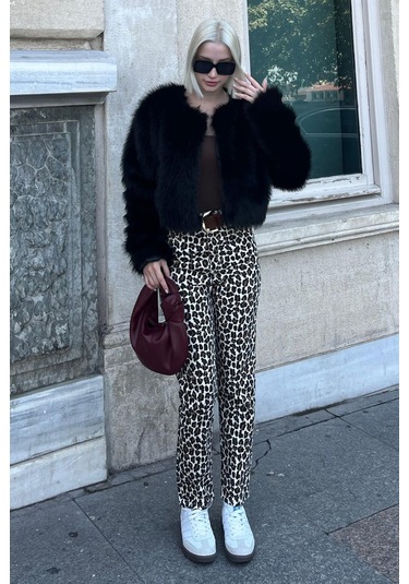 Madmext Siyah Bisiklet Yaka Kadın Suni Kürk Mont Mg2176 Siyah