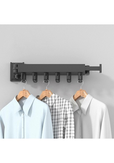 Ganzhoushop Yerden Tasarruf Sağlayan Duvara Monte Çamaşır Kurutma Rafı Katlanır Alüminyum 360 Derece Döndürülebilir Ev Bakımısiyah Çok Renkli