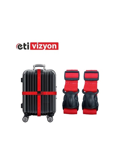 Etivizyon Valiz Bavul Emniyet Kemeri 2 Adet Kırmızı