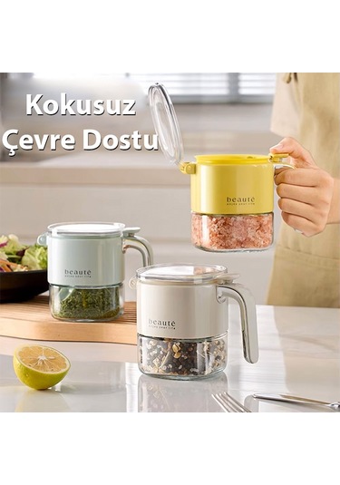 Ezere Nem Geçirmez Büyük Kapasiteli Baharat Kavanozu Krem