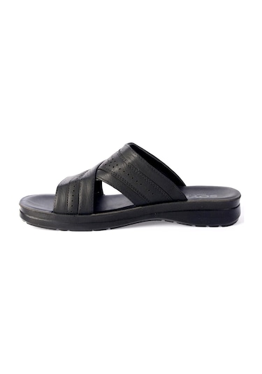 Ayakcenter 158-1 Soylu Günlük Yazlık Erkek Terlik Siyah