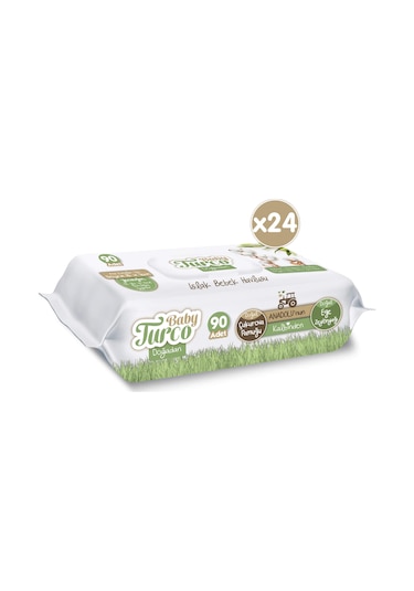 Baby Turco Doğadan Yenidoğan Islak Bebek Havlusu 24 X 90 Yaprak