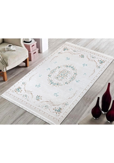 Bahariye Ha Ruby 9661 Mavi 155 X 230 Cm Saçaklı Modern Halı Mavi