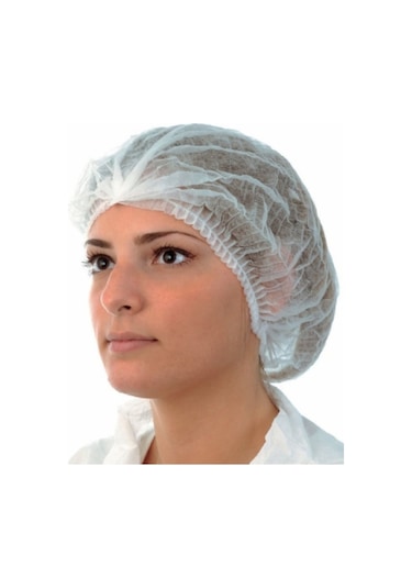 Tek Kullanımlık Akordeon Çift Lastik Beyaz Bone 52 CM 1000 Adet