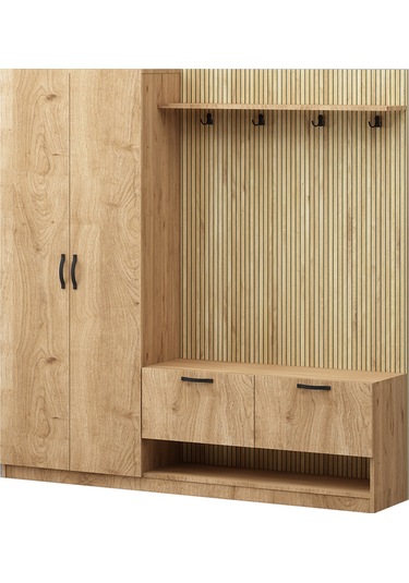 Lora Portmanto 2 Kapılı Vestiyer Ayakbılık Meşe Meşe