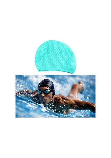 Suntek Silikon Yüzme Bonesi Saf Renk Kadın Erkek Kız Uzun Mavi