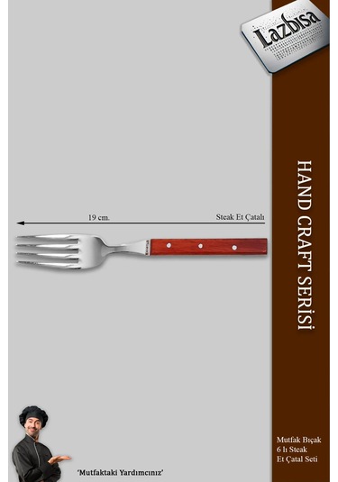 Hand Craft Serisi 6 Parça Steak Et Kahvaltı Yemek Çatalı Mft-2547 Diğer