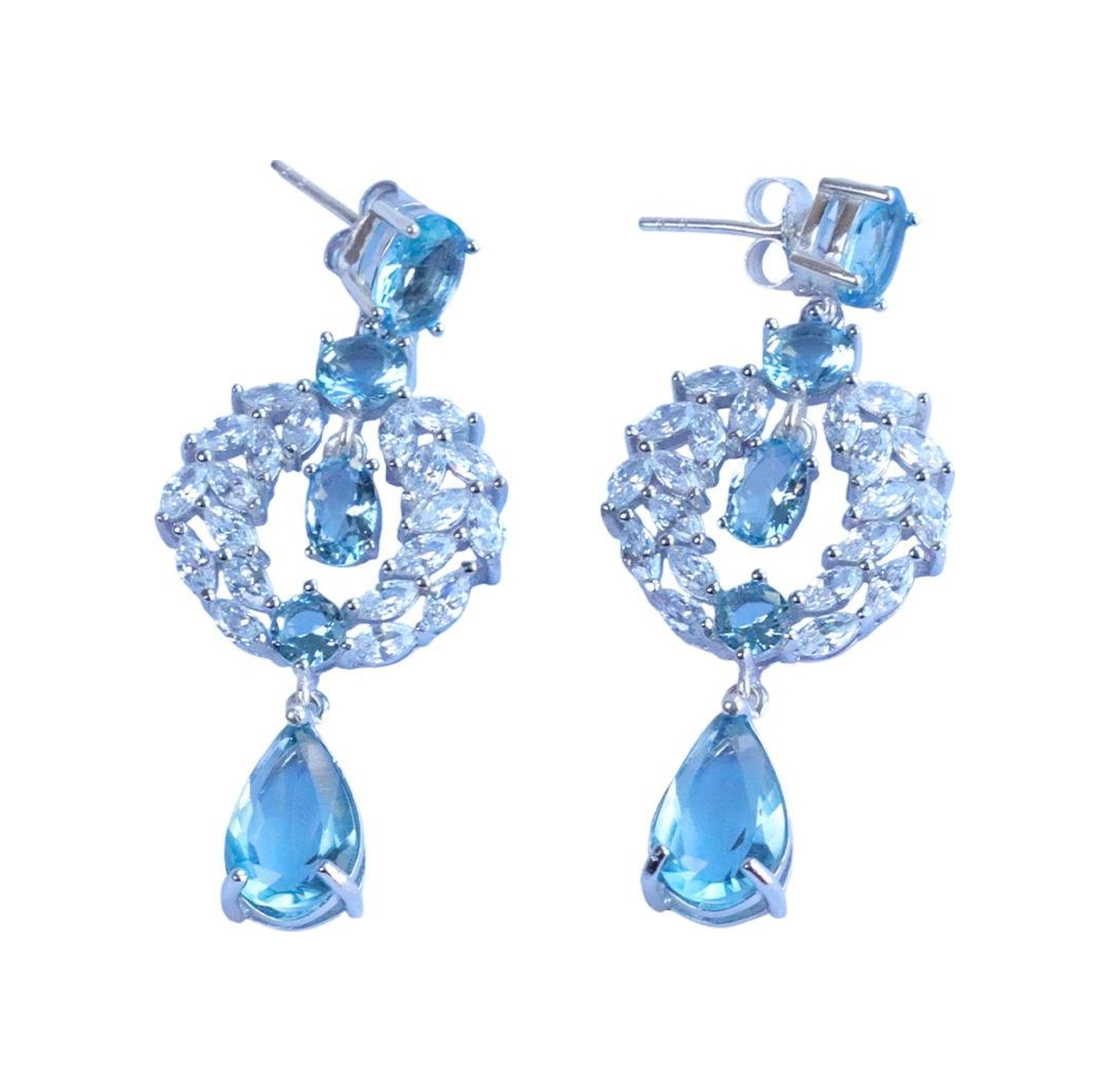 Aquamarine Taşlı Başak Modeli Gümüş Küpe Gümüş