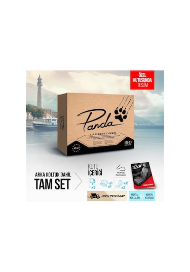 Panda Atina Serisi Jakar Kumaş Oto Koltuk Kılıfı   - Tam Set