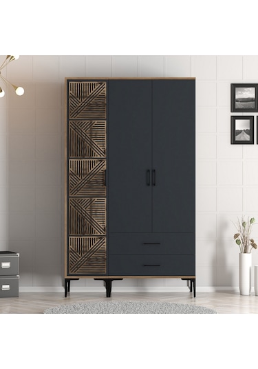 Variant Kumsal 3 Kapılı Pt Gardrop - Ceviz / Antrasit