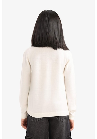 Defacto Kız Çocuk Bisiklet Yaka Düğmeli Hırka N8407a625auer233 Ekru