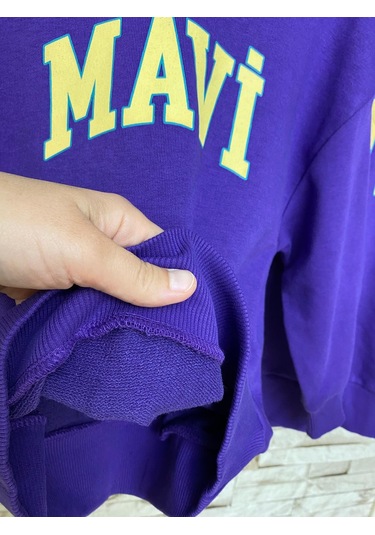 Aysbebe Baskılı Kapüşonlu Çocuk Sweatshirt Mor