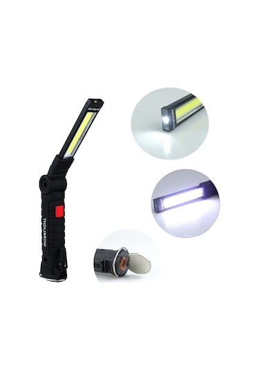 Soulader Pratik Mıknatıslı Katlanabilir Led Çalışma Lambası - Araç Tamir, El İşleri Ve Ev Onarımı İçin Çok Amaçlı Aydınlatma Siyah