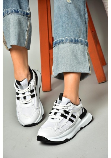 Fox Shoes S973017604 Siyah/beyaz Kumaş Spor Ayakkabı Sneakers Siyah - Beyaz