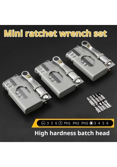 Boatshop1 Simli Fo-9212a 1 Takım Çok Fonksiyonlu Mini Ratchet Anahtar Tornavida 10 Parça Uç Seti Phillips Taşınabilir El Aletleri