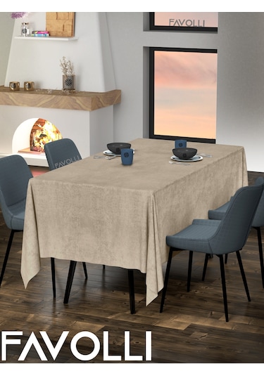 Kadife Dokulu Sahra Beji Masa Örtüsü Sahra Beji