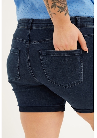 Myline Paçası Katlı Denim Şort