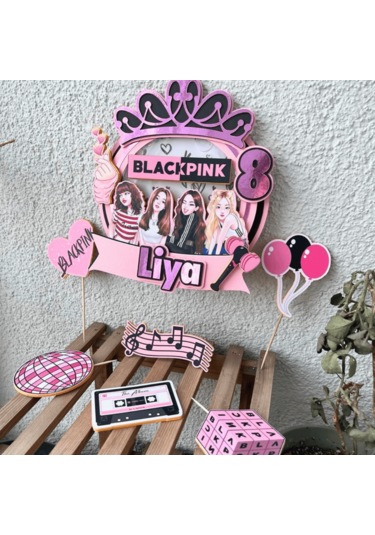 Blackpink Temalı Kız Çocuk Doğum Günü İsme Özel 3d Pasta Parti Süsü Seti Cake Topper Çocuk