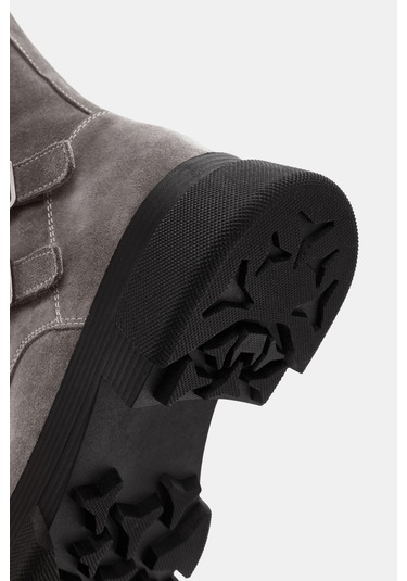 Leah Kadın Vizon Gerçek Süet Deri Tokalı Postal Bot Vizon