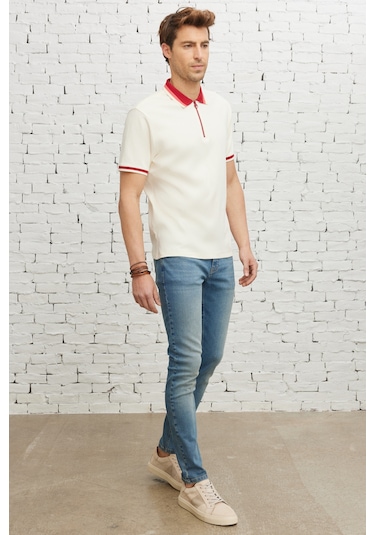 AC&Co / Altınyıldız Classics Ekstra Slim Fit Dar Kesim Pamuklu Riss Erkek Jean Kot Pantolon - Petrol Mavisi