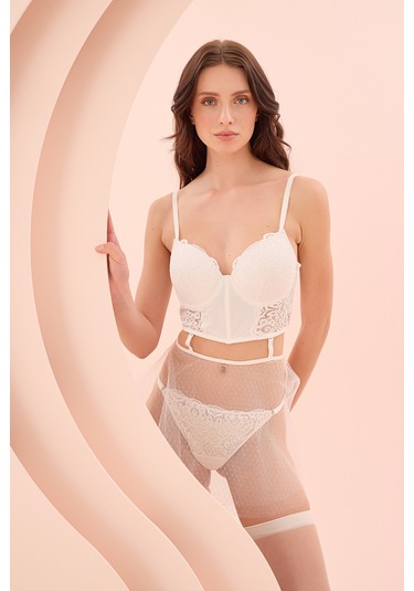 Loya Kadın Ekru Valencıa Transparan Babydoll Ekru