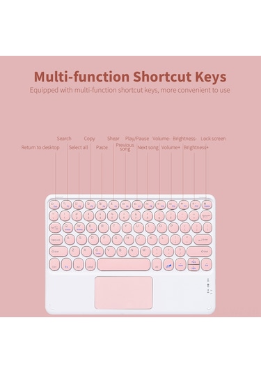 Wezone Bt3.0 Kablosuz Şarj Edilebilir Ergonomik Klavye Seti, Android İos Windows Uyumlu, Pembe Renk Diğer