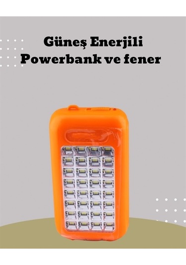 Güneş Paneli Destekli Powerbank Ve Led Işıldak 10000 Mah, Çift Usb, Outdoor Kullanım İçin Çok Renkli