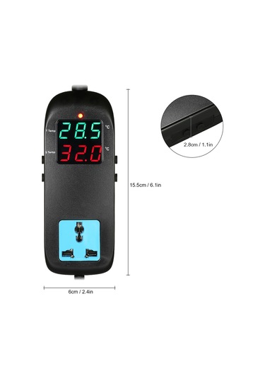 Springsun Led Dijital Ekranlı - Üreme Sıcaklık Kontrol Cihazı, Termokupl Ve Soketli Ac 90-250v