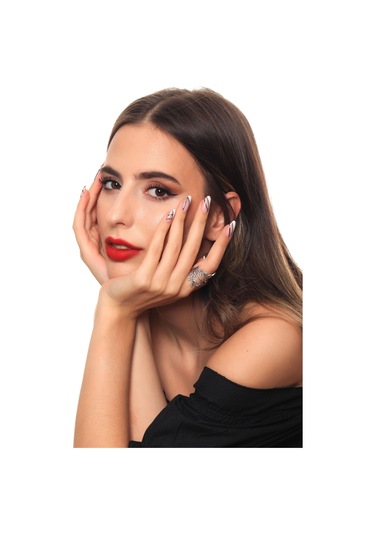 Kadın Antik Gümüş Kaplama Yaprak Yüzük N11.15620 Çok Renkli