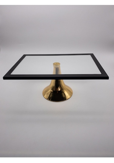 Fiyakalı Ürünler Atölyesi Yuvarlak ve Dikdörtgen Kek Pasta Kurabiye Standı 2'li Siyah