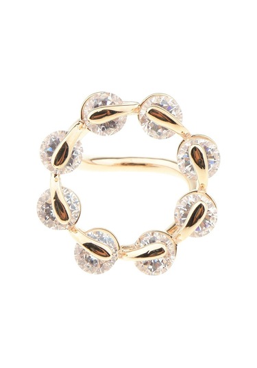 Suntek Zirkon Kristal Yüzük Moda Bayan İpek Şifon Altın-gül Çok Renkli