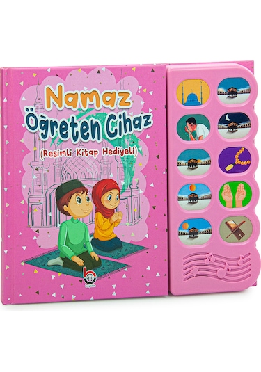 Namaz Öğreten Sesli Cihazlı Kitap Tesbihli Kızımın Çocuk Seccadesi Seti Pembe