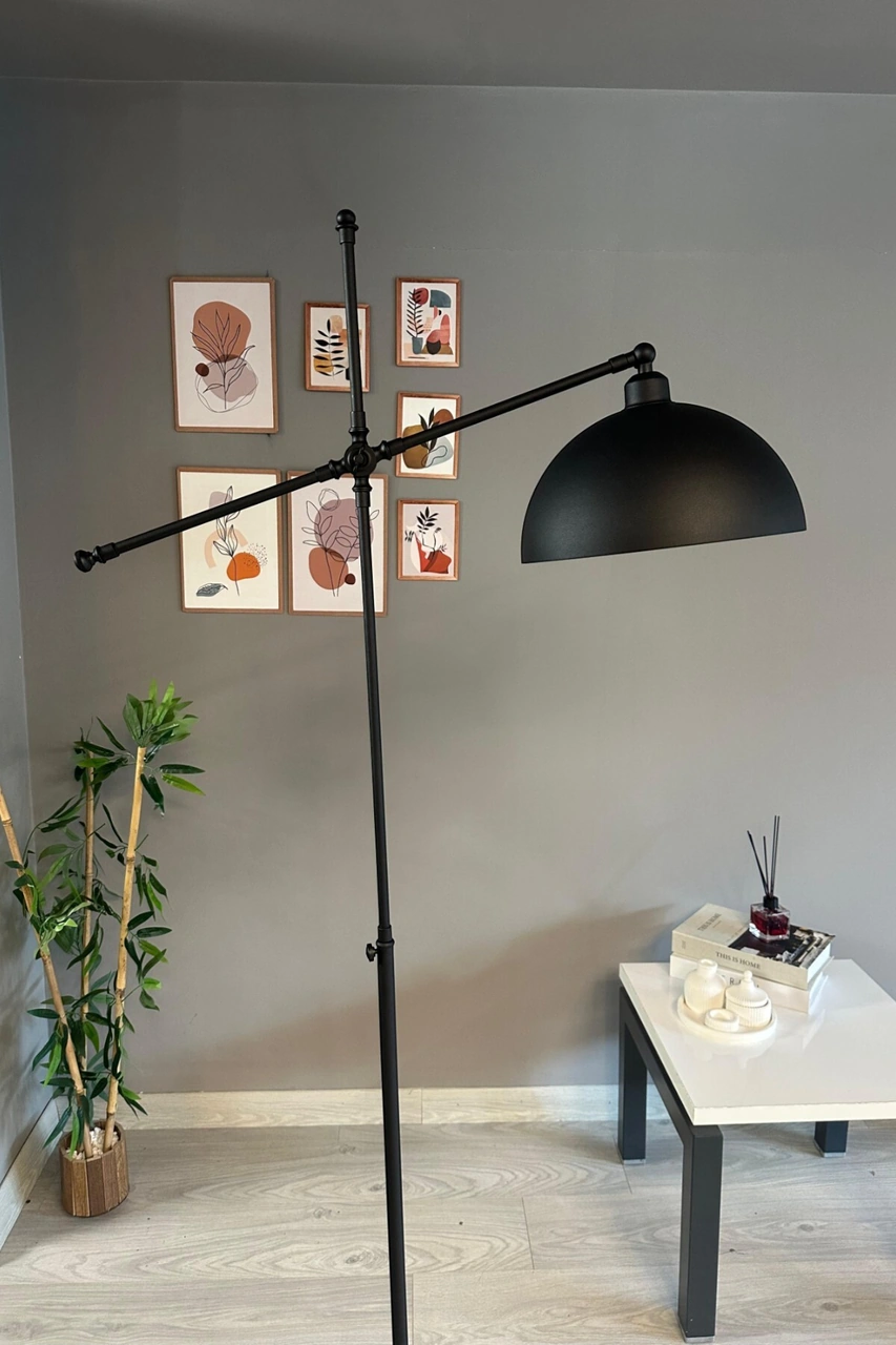 Siyah Makas Gövde Lambader Modern Dekoratif Metal Oturma Odası Çalışma Odası Zemin Lambası Siyah