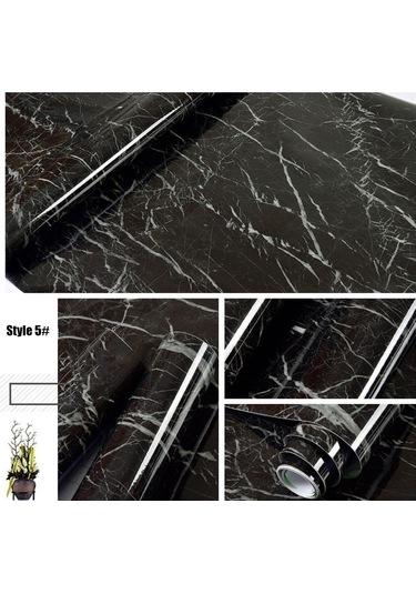 Qingmipy Mermer Desenli Su Geçirmez Yapışkan Duvar Kağıdı - Mutfak, Banyo Ve Oturma Odası İçin 5 Metre Diğer