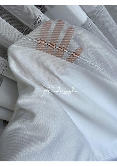 Tül Perde Derin Desen Armür Düz Enine Hizalı Beyaz