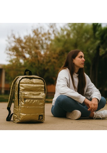 Biggdesign Moods Up Curious Kapitone Sırt Çantası Su Geçirmez Hafif Okul Ve Laptop Çantası Sarı Sarı