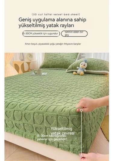 Cbtx Kalın Outdoor Kadife Koruyucu Lastikli Yatak Örtüsü(1 Adet Çarşaf) 150 200cm Gri