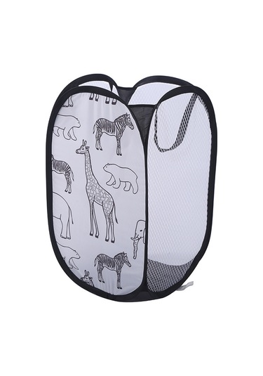 Kosona Uzun Boylu Organik Kumaş Zürafa Desenli Banyo Çamaşırı Sepeti - Geniş Kapasiteli Evcil Organizasyon Aleti