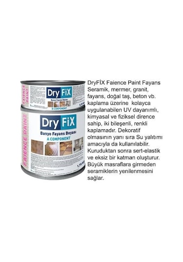Dryfix 1 Kg Faience Paint Fayans Boyası Tüm Renkler Ve Agt Mevcut