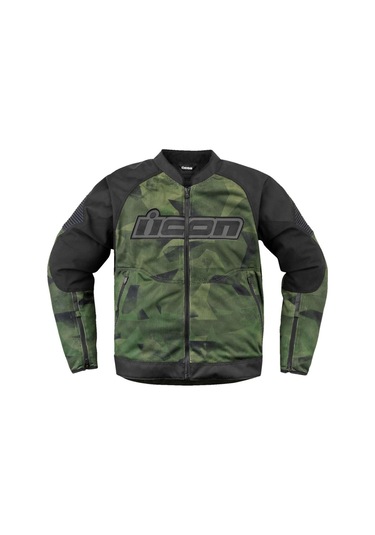 Icon Overlord 3 Mesh Camo Korumalı Motosiklet Montu Siyah Yeşil