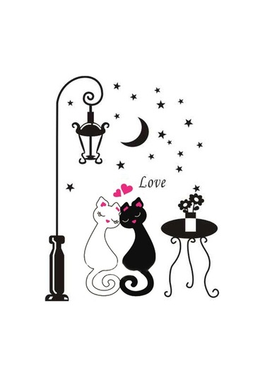 Fortunelane Sevimli Kedi Sticker - Çocuk/yatak/salon Duvar Dekorasyonu, Taşınabilir Pvc Materyal Tc920